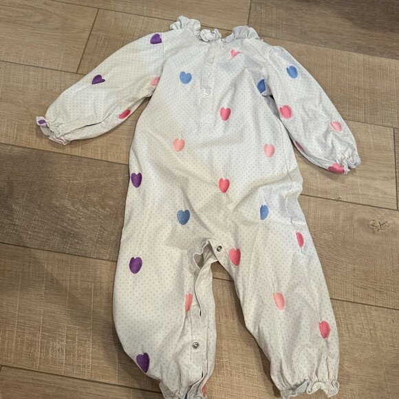 Baby Romper With "Emory" Embroidery 24M CeCe & Lou Polka Dot & Heart Design Ruff - Picture 6 of 7
